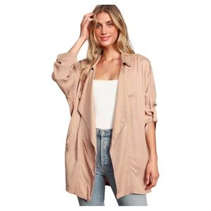 Lulus Lucky Break Blush Oversized Lightweight Jacket, Barbie vibe